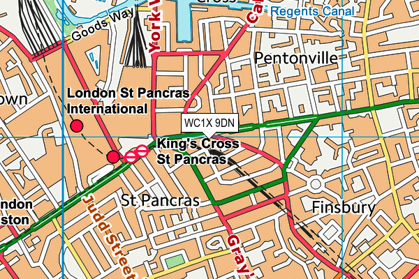 WC1X 9DN map - OS VectorMap District (Ordnance Survey)