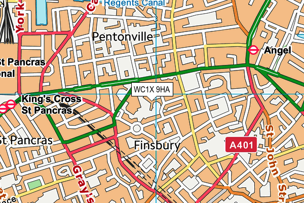 WC1X 9HA map - OS VectorMap District (Ordnance Survey)