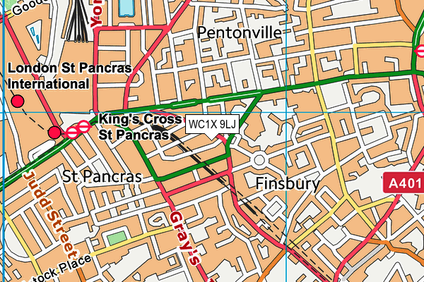 WC1X 9LJ map - OS VectorMap District (Ordnance Survey)