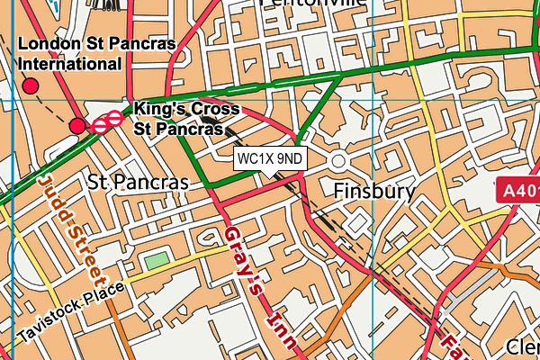 WC1X 9ND map - OS VectorMap District (Ordnance Survey)