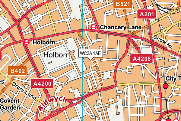 WC2A 1AE map - OS VectorMap District (Ordnance Survey)