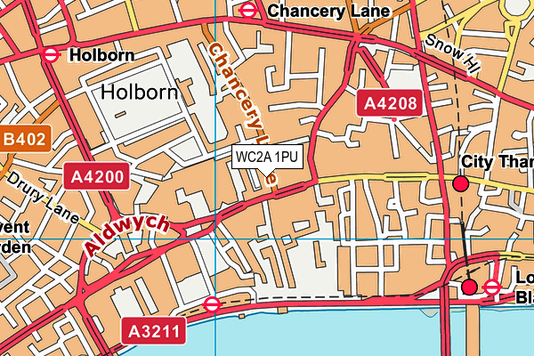 WC2A 1PU map - OS VectorMap District (Ordnance Survey)