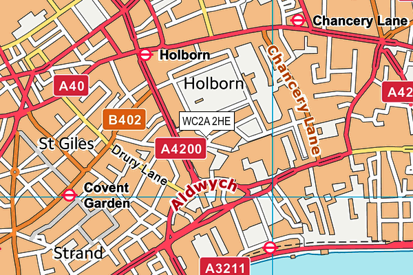 WC2A 2HE map - OS VectorMap District (Ordnance Survey)