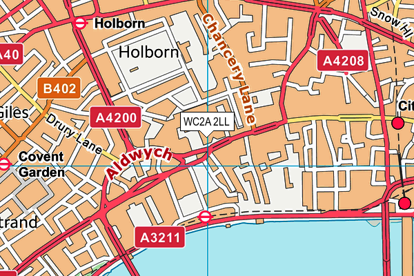 WC2A 2LL map - OS VectorMap District (Ordnance Survey)