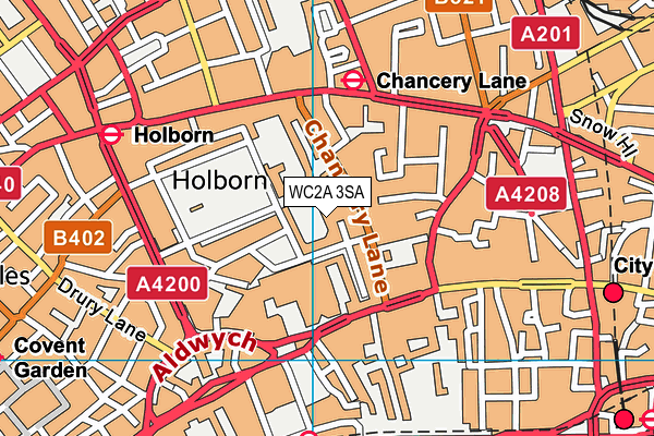 WC2A 3SA map - OS VectorMap District (Ordnance Survey)