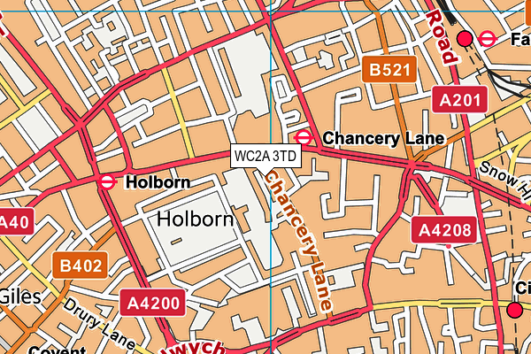 WC2A 3TD map - OS VectorMap District (Ordnance Survey)