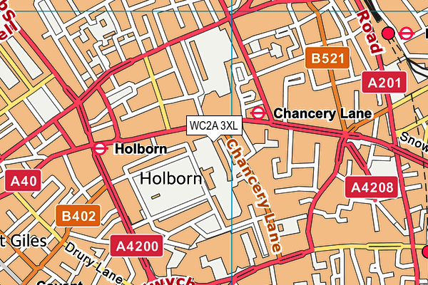 WC2A 3XL map - OS VectorMap District (Ordnance Survey)