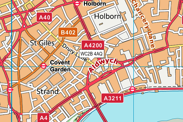 WC2B 4AQ map - OS VectorMap District (Ordnance Survey)