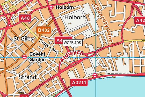 WC2B 4DS map - OS VectorMap District (Ordnance Survey)