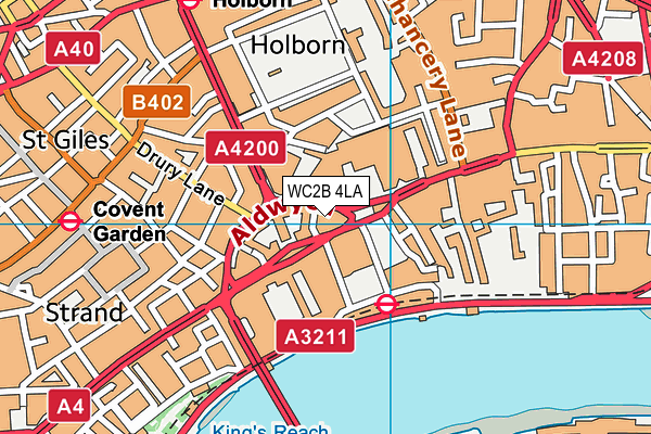 WC2B 4LA map - OS VectorMap District (Ordnance Survey)