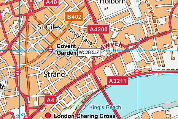 WC2B 5JZ map - OS VectorMap District (Ordnance Survey)