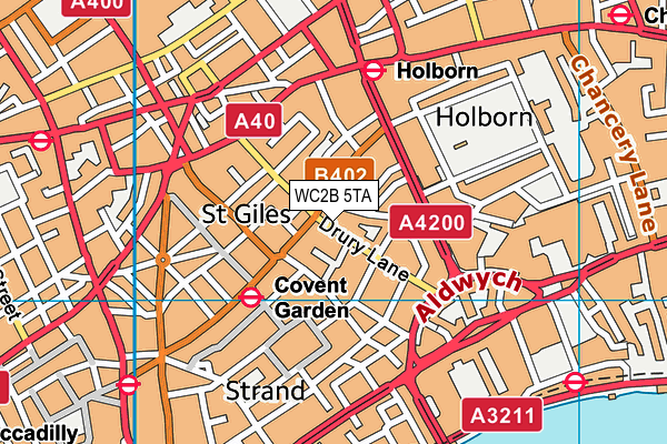 WC2B 5TA map - OS VectorMap District (Ordnance Survey)