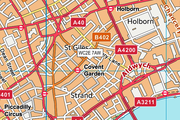 WC2E 7AW map - OS VectorMap District (Ordnance Survey)