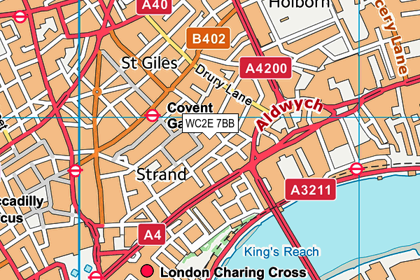 WC2E 7BB map - OS VectorMap District (Ordnance Survey)