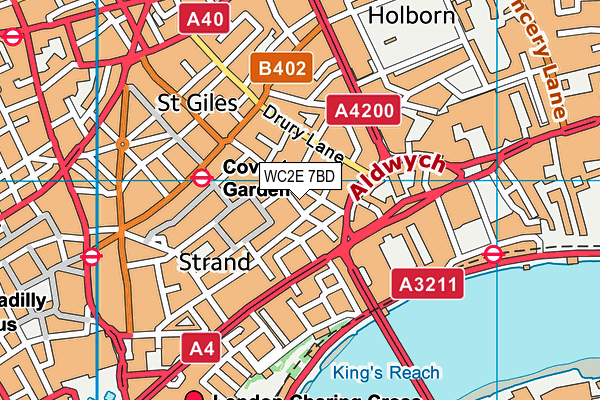 WC2E 7BD map - OS VectorMap District (Ordnance Survey)