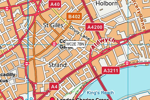 WC2E 7BN map - OS VectorMap District (Ordnance Survey)