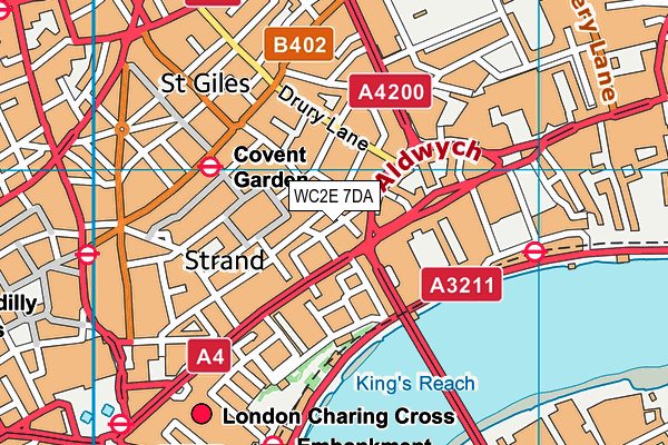 WC2E 7DA map - OS VectorMap District (Ordnance Survey)