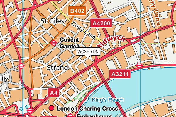 WC2E 7DN map - OS VectorMap District (Ordnance Survey)