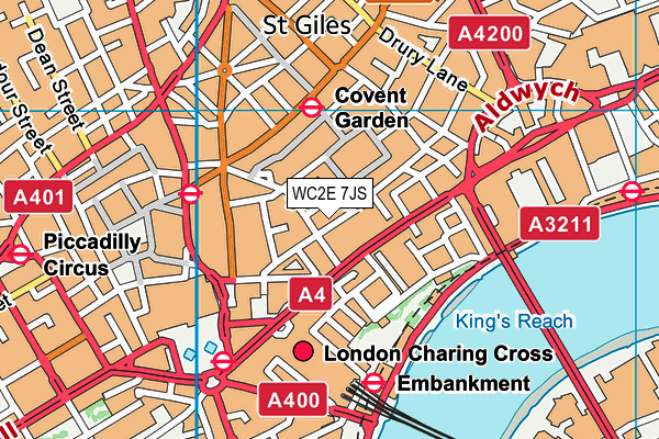 WC2E 7JS map - OS VectorMap District (Ordnance Survey)