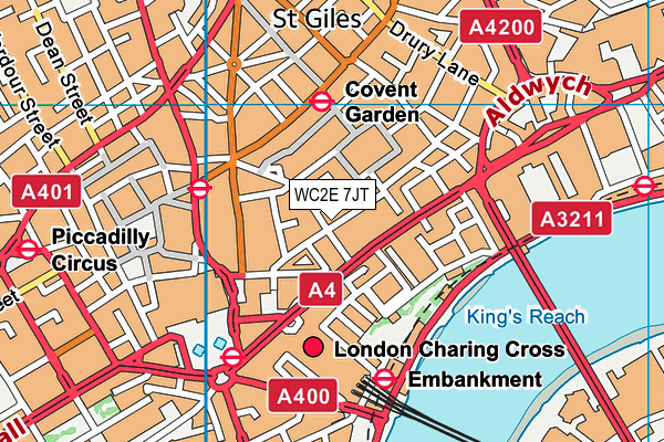 WC2E 7JT map - OS VectorMap District (Ordnance Survey)