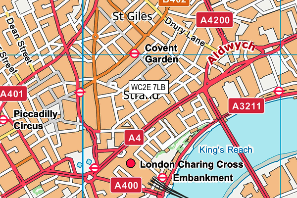 WC2E 7LB map - OS VectorMap District (Ordnance Survey)