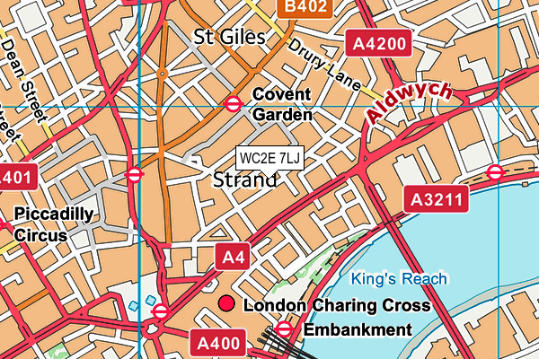 WC2E 7LJ map - OS VectorMap District (Ordnance Survey)