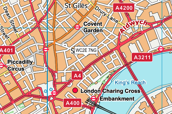 WC2E 7NG map - OS VectorMap District (Ordnance Survey)