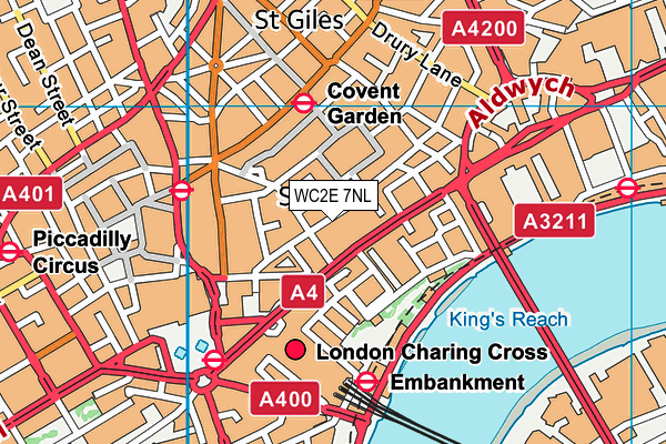 WC2E 7NL map - OS VectorMap District (Ordnance Survey)