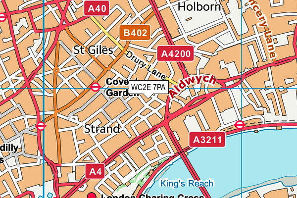 WC2E 7PA map - OS VectorMap District (Ordnance Survey)