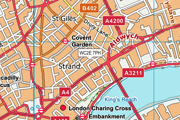 WC2E 7PH map - OS VectorMap District (Ordnance Survey)