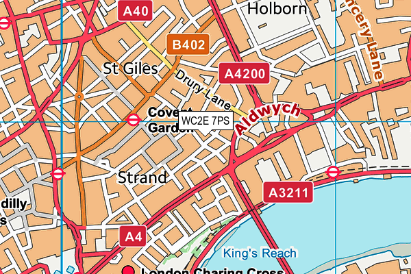 WC2E 7PS map - OS VectorMap District (Ordnance Survey)