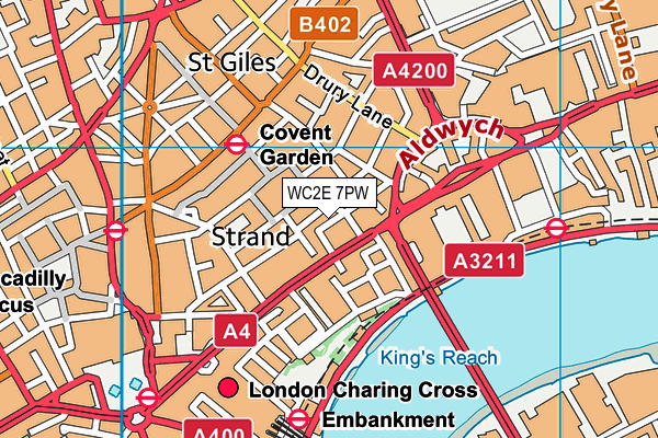 WC2E 7PW map - OS VectorMap District (Ordnance Survey)