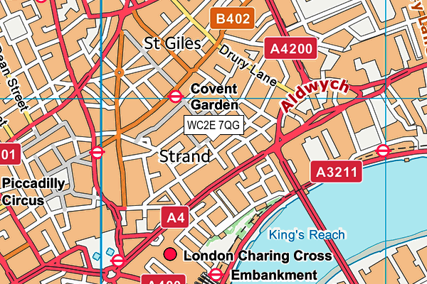 WC2E 7QG map - OS VectorMap District (Ordnance Survey)