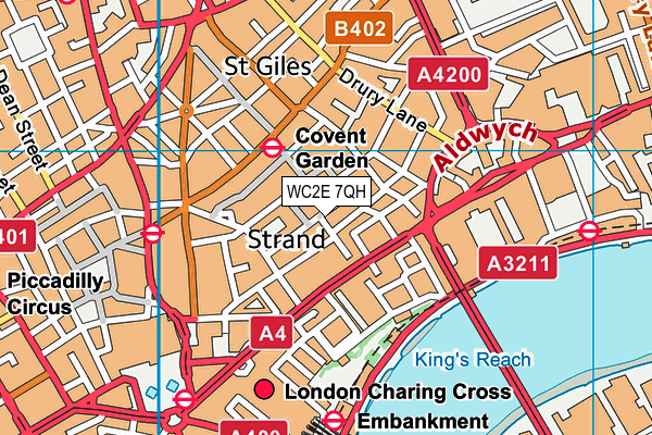 WC2E 7QH map - OS VectorMap District (Ordnance Survey)