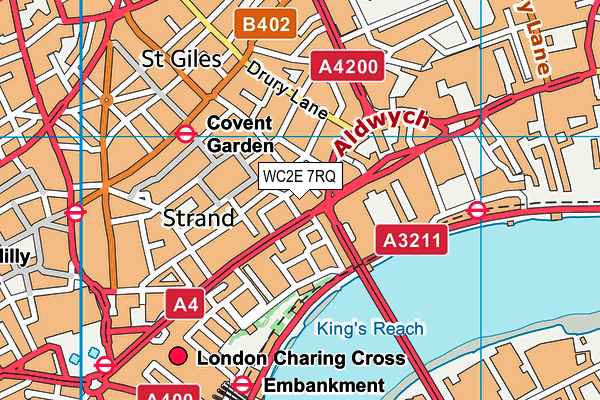 WC2E 7RQ map - OS VectorMap District (Ordnance Survey)