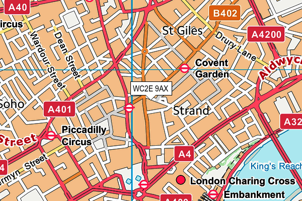 WC2E 9AX map - OS VectorMap District (Ordnance Survey)