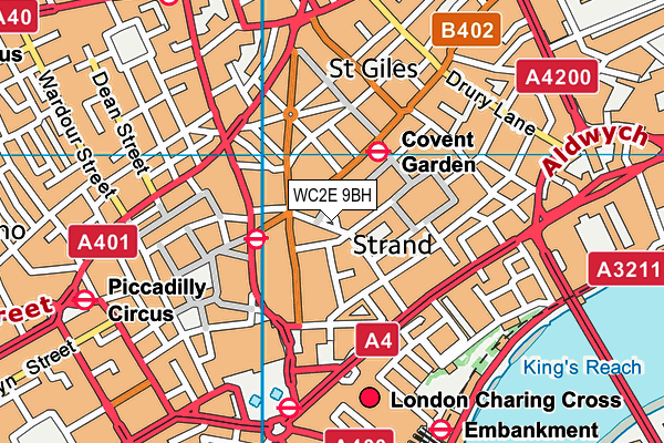 WC2E 9BH map - OS VectorMap District (Ordnance Survey)