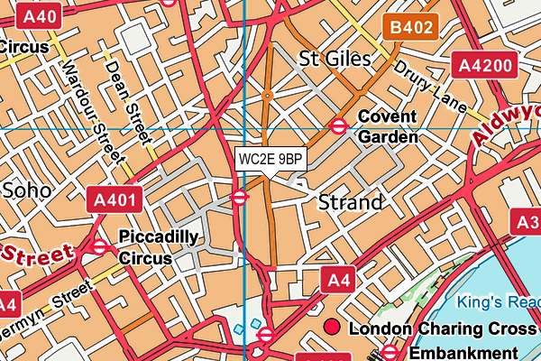 WC2E 9BP map - OS VectorMap District (Ordnance Survey)