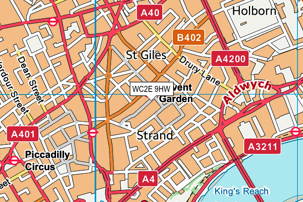 WC2E 9HW map - OS VectorMap District (Ordnance Survey)