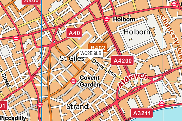 WC2E 9LB map - OS VectorMap District (Ordnance Survey)