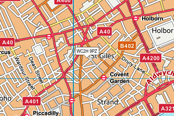 WC2H 9PZ map - OS VectorMap District (Ordnance Survey)