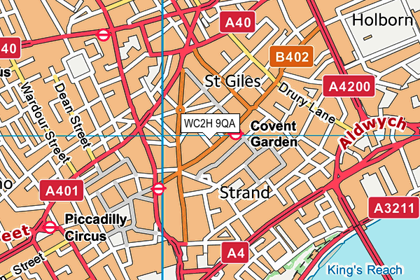 WC2H 9QA map - OS VectorMap District (Ordnance Survey)