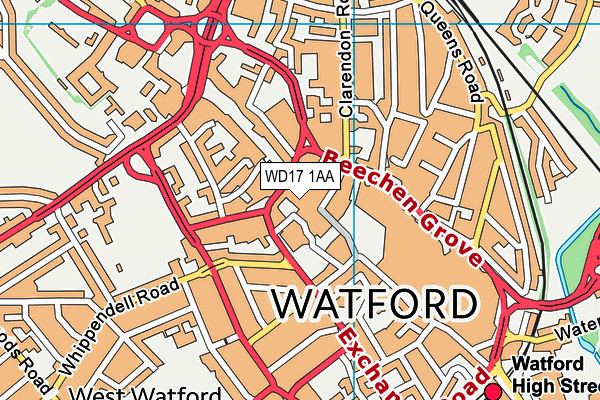 WD17 1AA map - OS VectorMap District (Ordnance Survey)