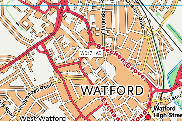 WD17 1AD map - OS VectorMap District (Ordnance Survey)