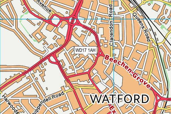 WD17 1AH map - OS VectorMap District (Ordnance Survey)