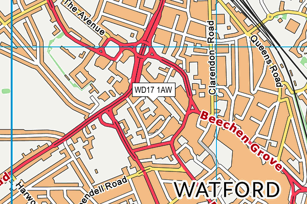 WD17 1AW map - OS VectorMap District (Ordnance Survey)