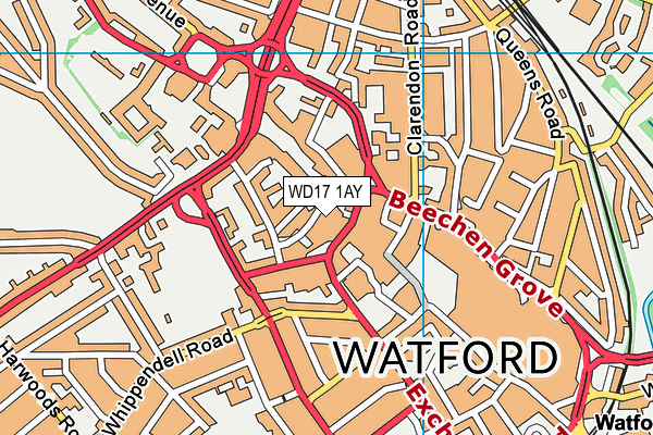 Fitness4less (Watford) map (WD17 1AY) - OS VectorMap District (Ordnance Survey)