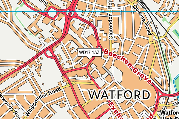 WD17 1AZ map - OS VectorMap District (Ordnance Survey)