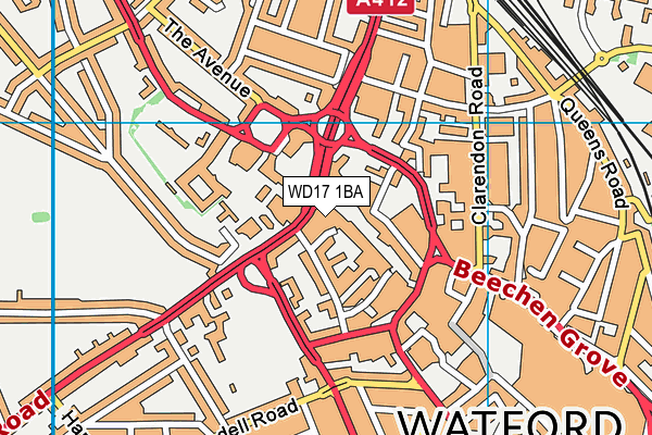 WD17 1BA map - OS VectorMap District (Ordnance Survey)