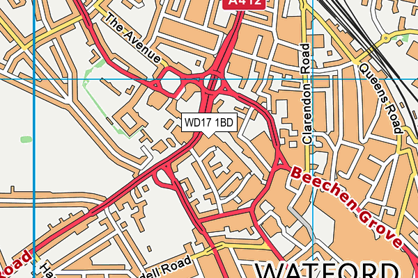 WD17 1BD map - OS VectorMap District (Ordnance Survey)